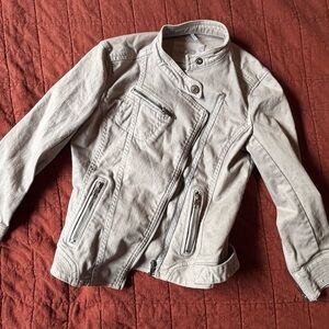 LOFT Gray Lightweight denim Jacket Casual motorcycle Style